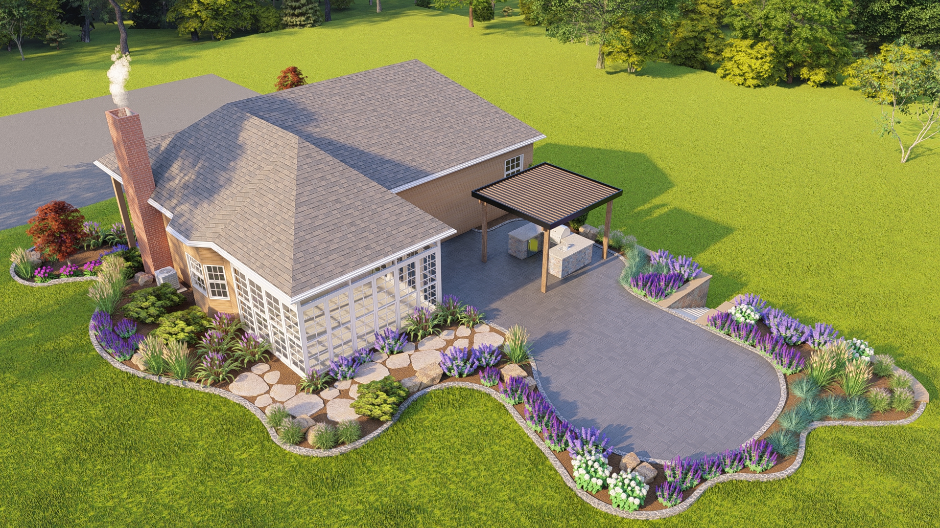 Landscape design rendering from a recent project